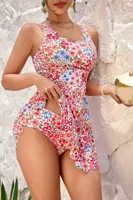 Çok Renkli Çiçek Bahçesi Kalın Askılı Lycra Mayo Bella Notte 9019 Çok Renkli