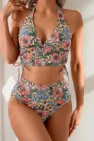 Çok Renkli Çiçek Bahçesi Yüksel Bel Bikini Takım Bella Notte M-9023 Çok Renkli detay görünüm