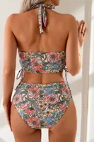 Çok Renkli Çiçek Bahçesi Yüksel Bel Bikini Takım Bella Notte M-9023 Çok Renkli görsel 4
