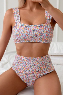 Bella Notte Çok Renkli Çiçek Baskılı Yüksel Bel Bikini Takım Bella Notte M-9015 - Alternatif Görünüm