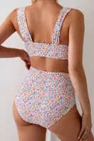 Çok Renkli Çiçek Baskılı Yüksel Bel Bikini Takım Bella Notte M-9015 Çok Renkli farklı açı