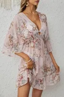 Beli Bağcıklı Çok Renkli Çiçek Desenli Pareo Bella Notte P-3001 Çok Renkli farklı açı