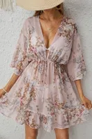 Beli Bağcıklı Çok Renkli Çiçek Desenli Pareo Bella Notte P-3001 Çok Renkli görsel 4