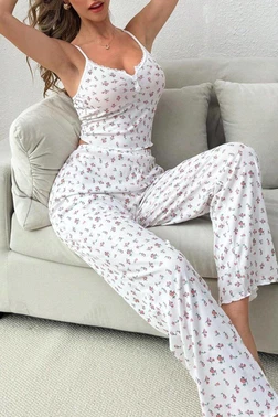 Bella Notte İnce Askılı Çiçek Desenli Kadın Pijama Takımı Bella Notte 7359 - Alternatif Görünüm