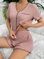 Gül Kurusu Cep Detaylı Şortlu Pijama Takım Bella Notte 7591 Gül Kurusu görsel 4