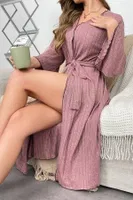 Gül Kurusu Fitilli Pamuklu Sabahlık Bella Notte 9663 Pembe detay görünüm