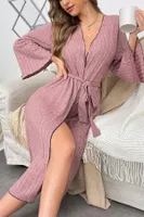 Gül Kurusu Fitilli Pamuklu Sabahlık Bella Notte 9663 Pembe farklı açı