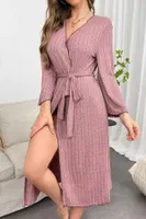 Gül Kurusu Fitilli Pamuklu Sabahlık Bella Notte 9663 Pembe görsel 4