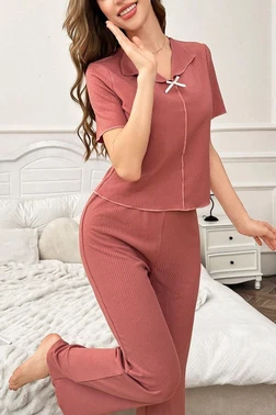 Bella Notte Gül Kurusu Pamuklu Kısa Kollu Pijama Takımı Bella Notte 7155