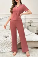 Gül Kurusu Pamuklu Kısa Kollu Pijama Takımı Bella Notte 7155 Gül Kurusu farklı açı
