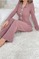 Geniş Fitilli Uzun Kollu Fırfırlı Kadın Pijama Takımı Bella Notte 7153 görsel 4