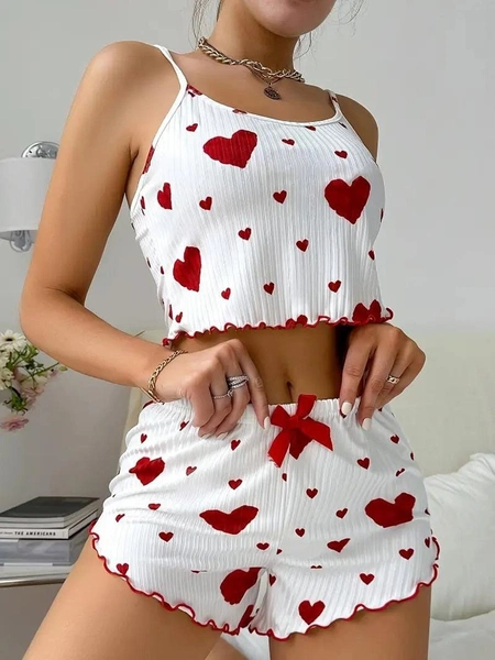 Kalp Desenli Pamuklu Pijama Takımı Bella Notte 7595