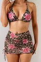 Pareolu Leopar Zambak Baskılı Kadın Bikini Takım Bella Notte M-9035