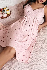 Bella Notte Kalp Desenli Volan Askılı A Kesim Gecelik Bella Notte 15961