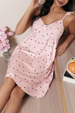 Bella Notte Kalp Desenli Volan Askılı A Kesim Gecelik Bella Notte 15961 - Alternatif Görünüm