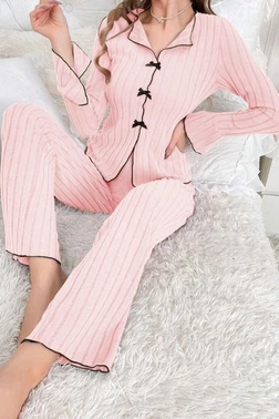 Bella Notte Pembe Uzun Kollu Pamuklu Pijama Takımı Bella Notte 7103