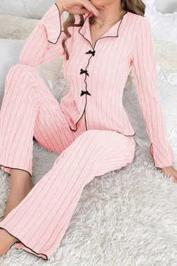 Bella Notte Pembe Uzun Kollu Pamuklu Pijama Takımı Bella Notte 7103 - Alternatif Görünüm