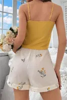 Sarı Bahar Dalı Yaprakları Ev İçi Şort Takım Bella Notte 7717 Sari görsel 5