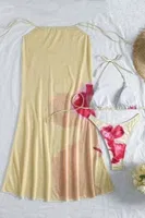 Sarı Çiçek Detaylı Pareolu 3 Parça Bikini Takımı Bella Notte M-9021 Sari görsel 4