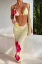 Sarı Çiçek Detaylı Pareolu 3 Parça Bikini Takımı Bella Notte M-9021