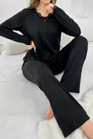 Siyah Uzun Kollu Pijama Takımı Bella Notte 7177 Siyah farklı açı