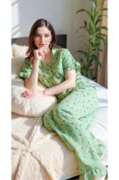 Gömlek Yaka Çiçekli Yaz Esintili Pijama Takımı Bella Notte 7345 Yeşil görsel 4