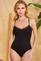 Dantelli Ayar Askılı Kadın Body Berrak 2120 Siyah