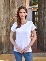 Kısa Kollu Yuvarlak Yaka Kadın Tshirt Berrak 8133  Beyaz