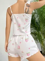 Beyaz Çilek Şort Kadın Pijama Takım Lily Bianca 13108 Beyaz farklı açı