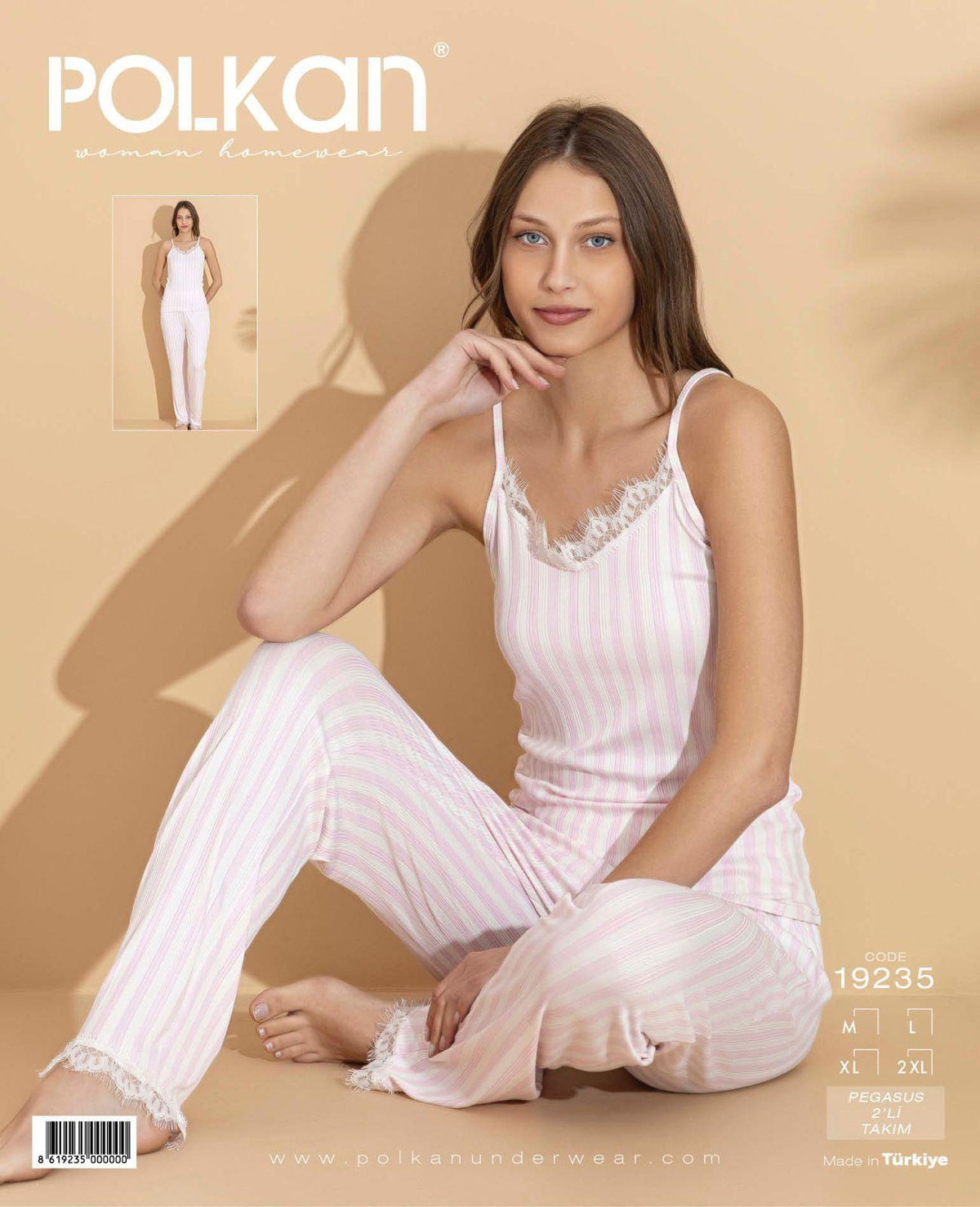 Polkan Beyaz Dantel Askılı Pegasus Pijama Takım Polkan 19235 | icgiyimozel.com