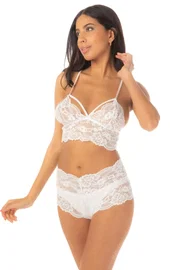 Loomerie Beyaz Dantel Seksi Kadın Büstiyer Takım Loomerie 821