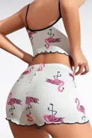 Beyaz Flamingo Askılı Şort Takım Lily Bianca 13015 Beyaz farklı açı