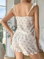 Beyaz Minik Kiraz Desenli Askılı Yazlık Pijama Şort Takım Lily Bianca 13109 Beyaz farklı açı