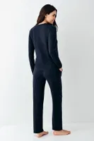 Bisiklet Yaka Uzun Kollu Lacivert Kadın Pijama Takımı Pierre Cardin PC9109-S Lacivert görsel 4