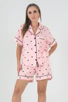 Black Hearts Kısa Kollu Kadın Şortlu Pijama Takım DoReMi 002-000091 Pembe görsel 6