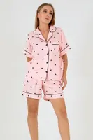 Black Hearts Kısa Kollu Kadın Şortlu Pijama Takım DoReMi 002-000091 Pembe detay görünüm