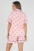 Black Hearts Kısa Kollu Kadın Şortlu Pijama Takım DoReMi 002-000091 Pembe farklı açı