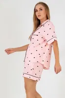 Black Hearts Kısa Kollu Kadın Şortlu Pijama Takım DoReMi 002-000091 Pembe görsel 4