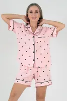 Black Hearts Kısa Kollu Kadın Şortlu Pijama Takım DoReMi 002-000091 Pembe