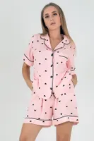 Black Hearts Kısa Kollu Kadın Şortlu Pijama Takım DoReMi 002-000091 Pembe görsel 5