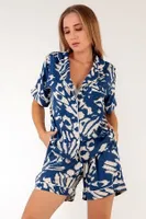 Blue Patterned Kısa Kollu Kadın Şortlu Pijama Takım DoReMi 002-000084 Mavi görsel 7