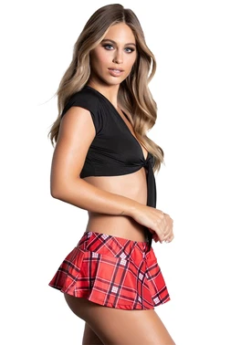 SHE Bordo Ekose Büstiyer Gömlekli Fantezi Kostüm SHE 2119 - Alternatif Görünüm