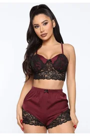 Loomerie Bordo Fantezi Dantel Şort Takım Loomerie 542