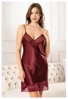 Bordo İnce Askılı Saten Kısa Gecelik Miss Laris 2131 Bordo