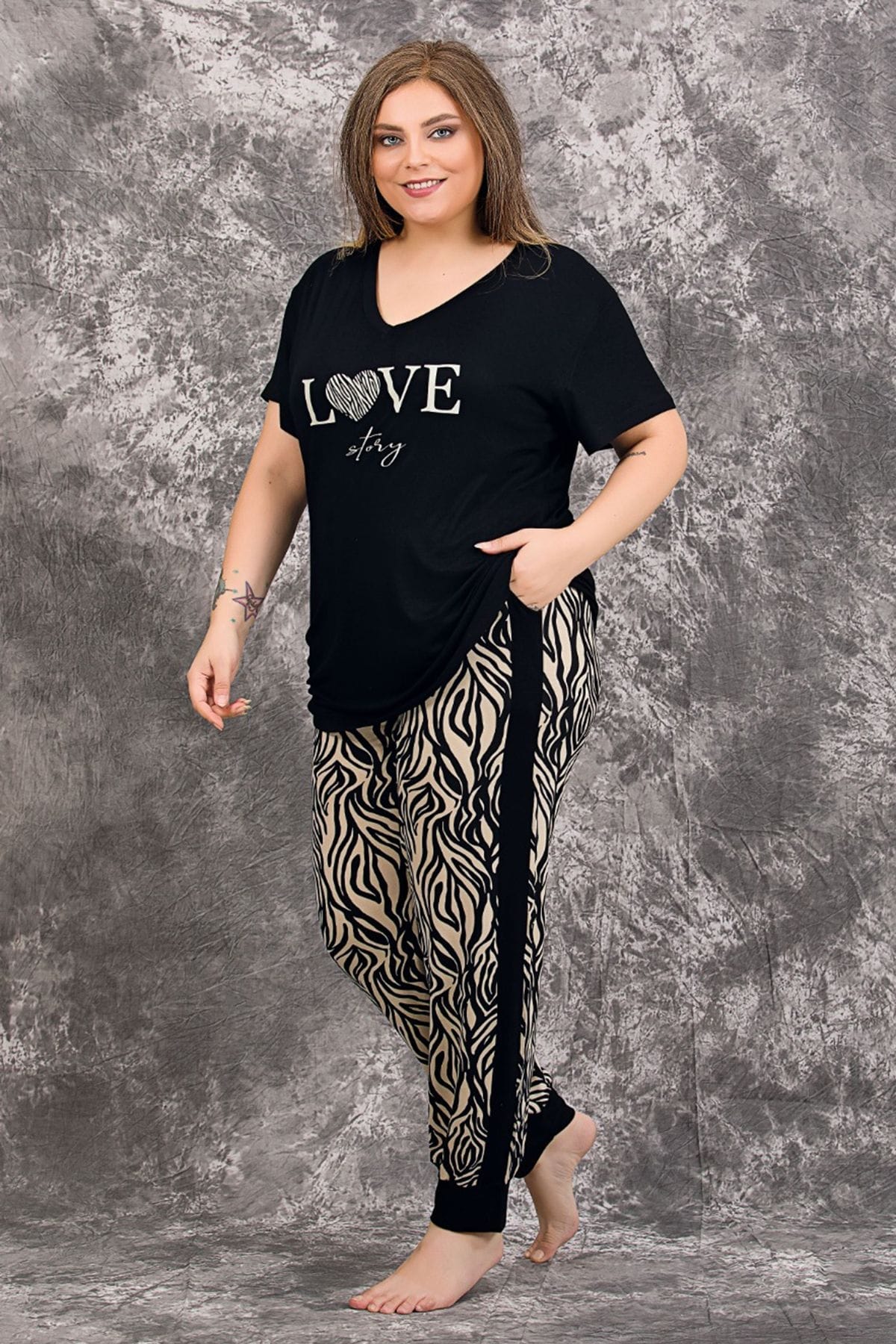 Büyük Beden Anne Pijama Takımı Lady 10954