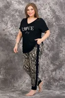 Büyük Beden Anne Pijama Takımı Lady 10954 Siyah
