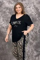 Büyük Beden Anne Pijama Takımı Lady 10954 Siyah farklı açı