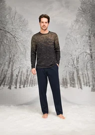 Doreanse Büyük Beden Cepli Baklava Desenli Uzun Kollu Erkek Pijama Takım Doreanse 26K4604P