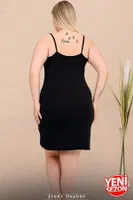 Büyük Beden Çizgili Viskon Askılı Dantelli Sabahlık Gecelik Takım 19239 Lady 19239 Siyah görsel 5