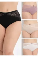 Büyük Beden Dantelli Külot 4lü Paket Külot Confeo C804-518